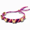 Gold-tone Charm Pink & Purple Woven Bolo Bracelet