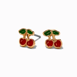 Gold-tone Cherry Stud Earrings