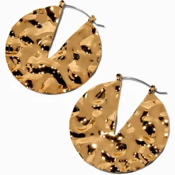 Gold-tone Crinkle V Hoop Earrings