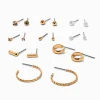 Gold-tone Crystal & Pearl Basic Earrings Set - 9 Pack
