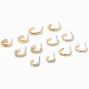 Gold-tone Crystal Hoop Earring Stackables Set - 6 Pack