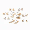 Gold-tone Crystal Mixed Earrings Set - 9 Pack