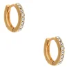 Gold-tone Crystal 10mm Huggie Hoop Earrings