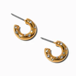 Gold-tone Crystal Studded Hoop Earrings