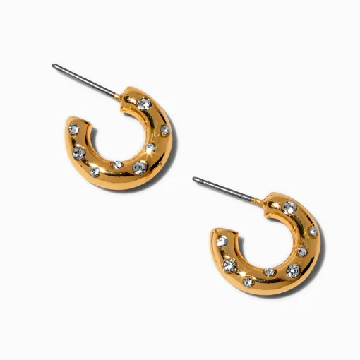 Gold-tone Crystal Studded Hoop Earrings