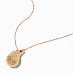 Gold-tone Crystal Studded Bubble Teardrop Pendant Necklace