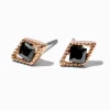 Gold-tone Cubic Zirconia Black Diamond Stud Earrings