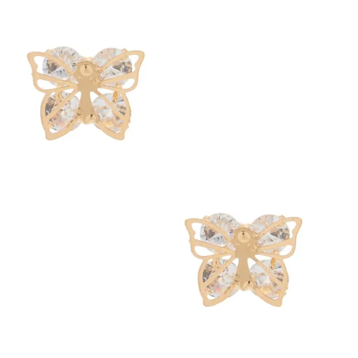 Gold-tone Cubic Zirconia Butterfly Stud Earrings