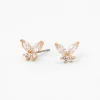 Gold-tone Cubic Zirconia Butterfly Stud Earrings
