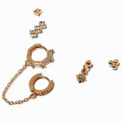 Gold-tone Cubic Zirconia Crystal Stackables Set - 3 Pack