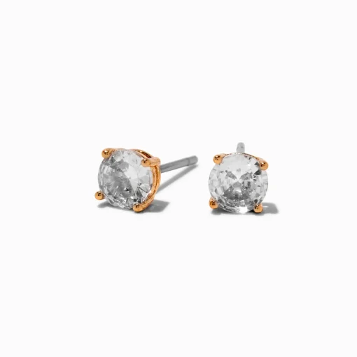 Gold-tone Cubic Zirconia 5mm Round Stud Earrings