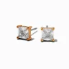 Gold-tone Cubic Zirconia 5mm Square Stud Earrings