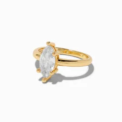 Gold-tone Cubic Zirconia Marquise Ring