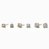 Gold-tone Cubic Zirconia 5mm, 6mm, & 7mm Round Stud Earrings - 3 Pack