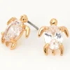Gold-tone Cubic Zirconia 8mm Turtle Stud Earrings