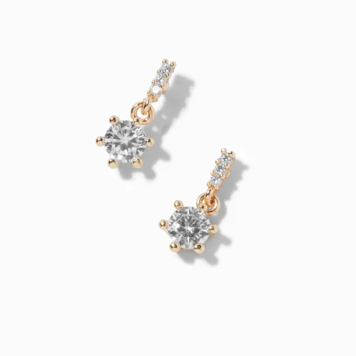 Gold-tone Cubic Zirconia 0.5" Drop Earrings