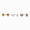 Gold-tone Cubic Zirconia Sand Dollar Stud Earrings - 3 Pack
