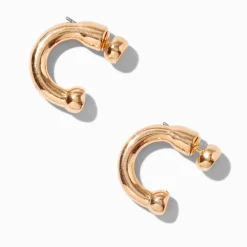 Gold-tone Curve Front & Back Stud Earrings