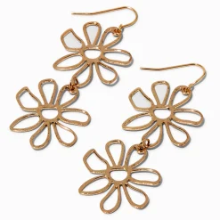 Gold-tone Cutout Daisy 2.5" Drop Earrings