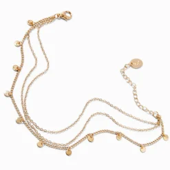 Gold-tone Disc Multi-Strand Chain Anklet