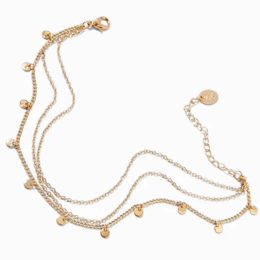 Gold-tone Disc Multi-Strand Chain Anklet