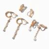 Gold-tone Embellished Chain Clip-On Stud Earrings - 3 Pack