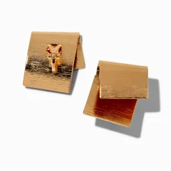 Gold-tone Fold Over Square Clip-On Earrings