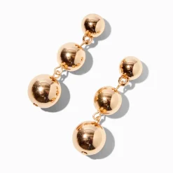 Gold-tone Graduated Ball Linear Drop Earrings Earrings