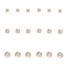 Gold-tone Graduated Crystal Stud Earrings - 9 Pack
