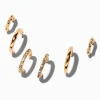 Gold-tone Graduated Embellished Huggie Hoop Earring Stackables Set - 3 Pack