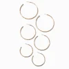 Gold-tone Graduated Hammered Hoop Earrings - 3 Pack