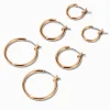 Gold-tone Graduated Hinge Hoop Earrings - 3 Pack