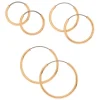 Gold-tone Graduated Hoop Earrings - 3 Pack
