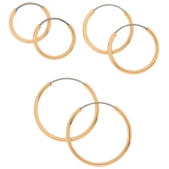 Gold-tone Graduated Hoop Earrings - 3 Pack