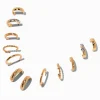 Gold-tone Graduated Mixed Hoop Earring Stackables Set - 6 Pack