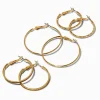 Gold-tone Graduated Textured Hoop Earrings - 3 Pack