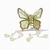 Gold-tone Green Butterfly Beaded Dangle Hair Claw