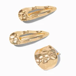 Gold-tone Hammered Hair Cuff Clips - 3 Pack