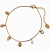 Gold-tone Heart & Pearl Charm Anklet