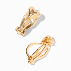 Gold-tone Heart Clip-On Stud Earrings