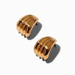 Gold-tone Illusion Bean Stud Earrings
