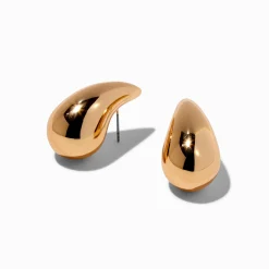 Gold-tone Large Bean 1" Drop Earrings