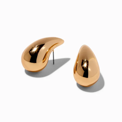 Gold-tone Large Bean 1" Drop Earrings