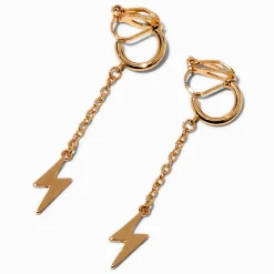 Gold-tone Lightning Linear Clip-On Drop Earrings