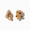 Gold-tone Lion Clip-On Stud Earrings