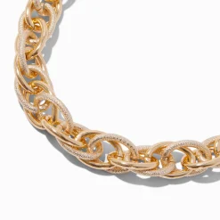 Gold-tone Mega Textured Chain Necklace