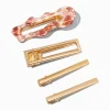 Gold-tone Metallic Wave Rectangular Hair Clips - 4 Pack