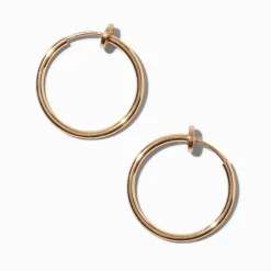 Gold-tone 20mm Clip-On Hoop Earrings