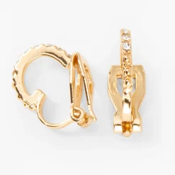 Gold-tone 10mm Crystal Clip-On Earrings