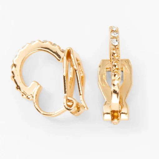 Gold-tone 10mm Crystal Clip-On Earrings